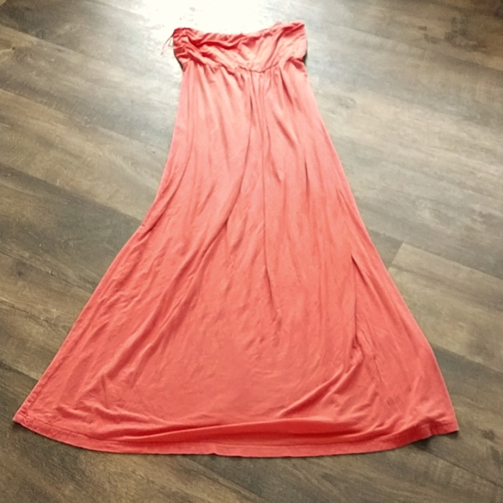 Long flowy strapless dress